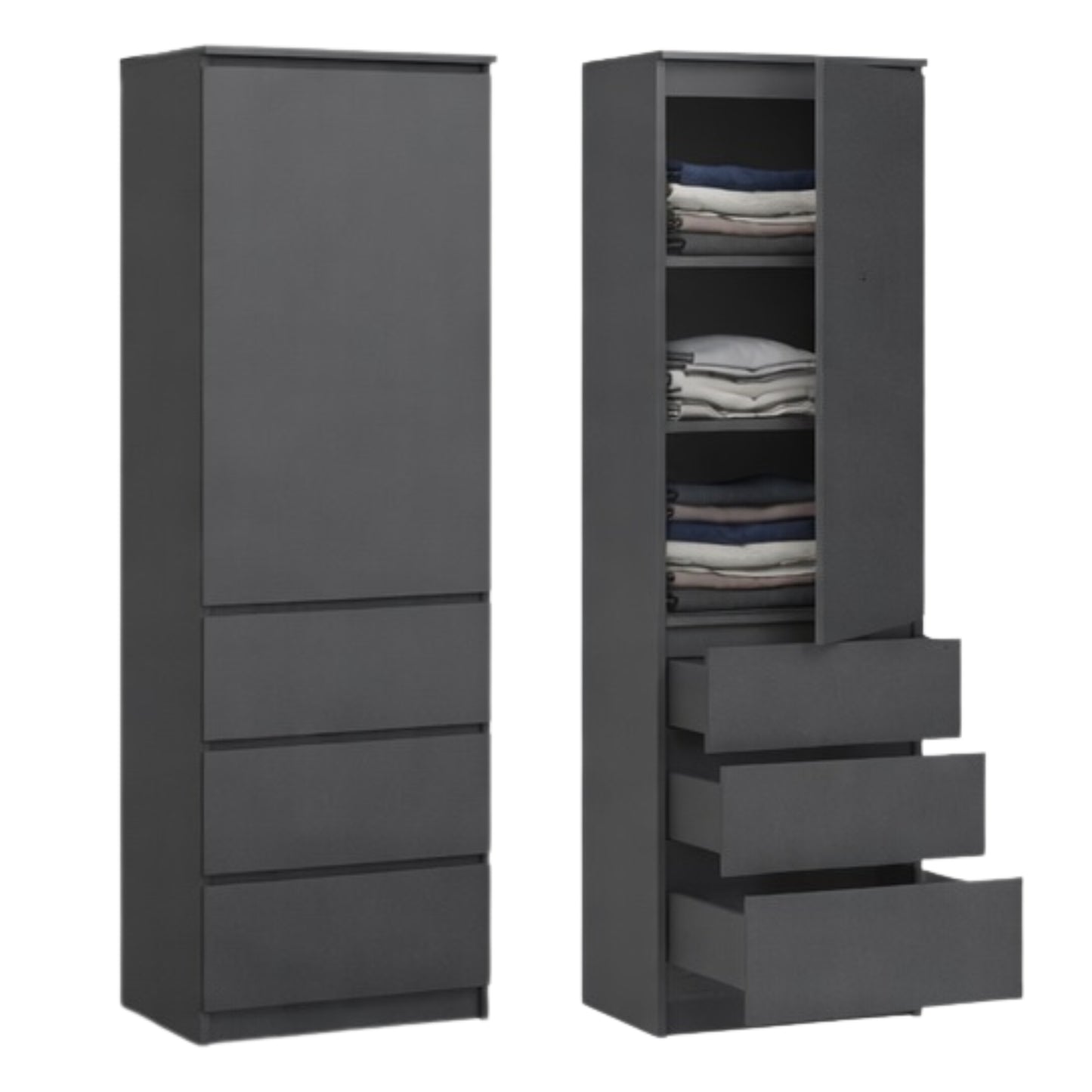Home Collective Kleiderschrank mit Tür 50x40x180 cm – Garderobenschrank & Mehrzweckschrank mit 3–5 Einlegeböden und optional Schubladen Schrank für Schlafzimmer Flur Büro