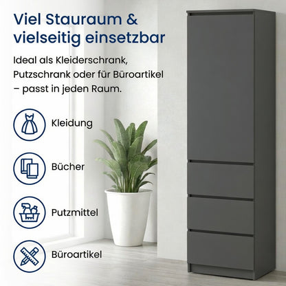 Home Collective Kleiderschrank mit Tür 50x40x180 cm – Garderobenschrank & Mehrzweckschrank mit 3–5 Einlegeböden und optional Schubladen Schrank für Schlafzimmer Flur Büro