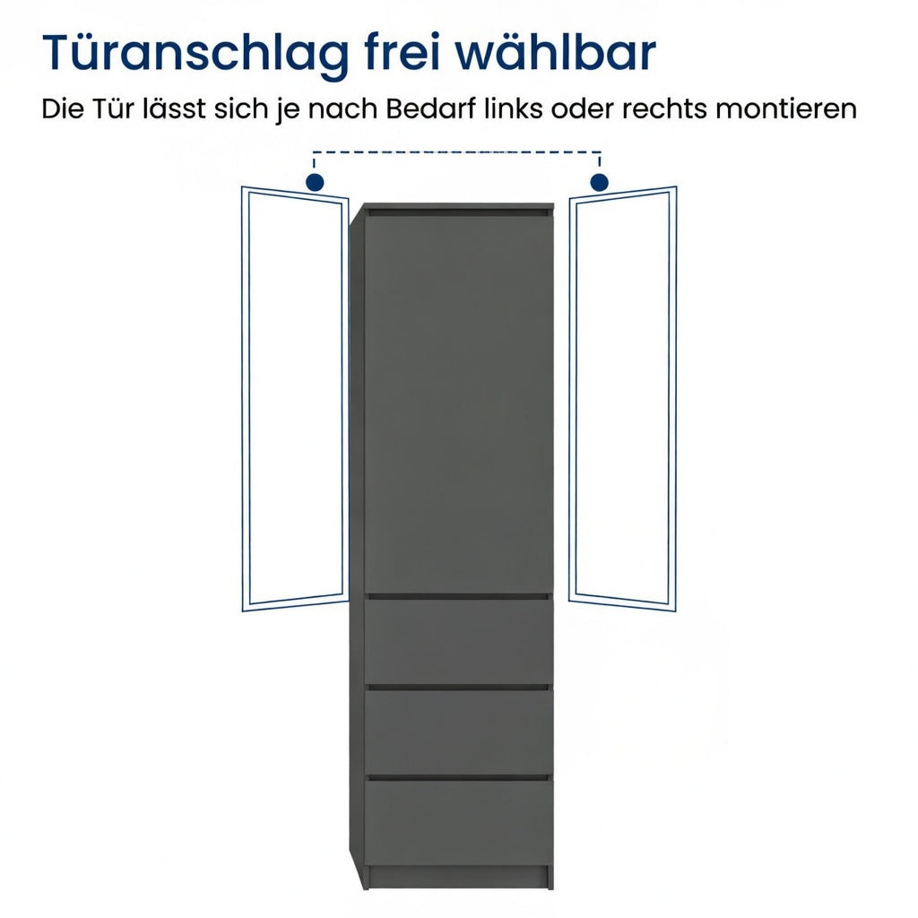 Home Collective Kleiderschrank mit Tür 50x40x180 cm – Garderobenschrank & Mehrzweckschrank mit 3–5 Einlegeböden und optional Schubladen Schrank für Schlafzimmer Flur Büro