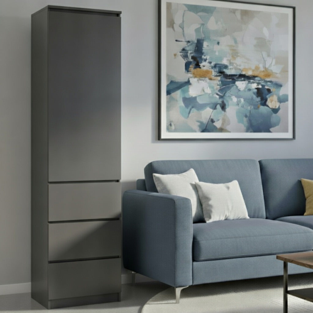 Home Collective Kleiderschrank mit Tür 50x40x180 cm – Garderobenschrank & Mehrzweckschrank mit 3–5 Einlegeböden und optional Schubladen Schrank für Schlafzimmer Flur Büro