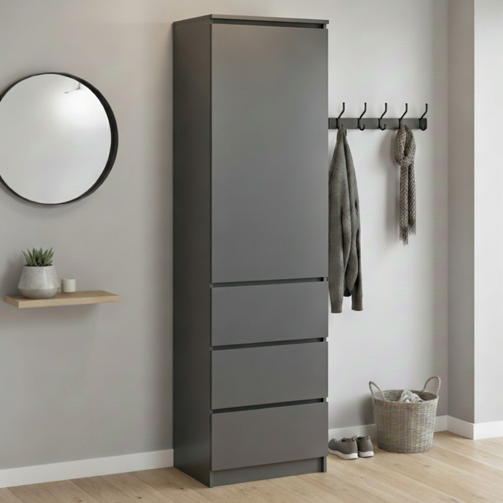 Home Collective Kleiderschrank mit Tür 50x40x180 cm – Garderobenschrank & Mehrzweckschrank mit 3–5 Einlegeböden und optional Schubladen Schrank für Schlafzimmer Flur Büro