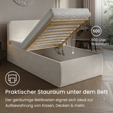 Home Collective Polsterbett Doppelbett Bett mit verstellbarem Lattenrost & Stauraum, viele Größen verfügbar Kordstoff, erhältlich in Hellbeige, Grau und Anthrazit