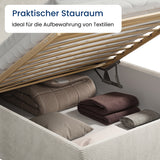 Home Collective Polsterbett Doppelbett Bett mit verstellbarem Lattenrost & Stauraum, viele Größen verfügbar Kordstoff, erhältlich in Hellbeige, Grau und Anthrazit