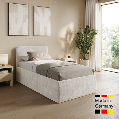 Home Collective Polsterbett Doppelbett Bett mit verstellbarem Lattenrost & Stauraum, viele Größen verfügbar Kordstoff, erhältlich in Hellbeige, Grau und Anthrazit