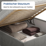 Home Collective Polsterbett Doppelbett Bett mit verstellbarem Lattenrost & Stauraum, viele Größen verfügbar Kordstoff, erhältlich in Hellbeige, Grau und Anthrazit