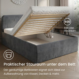 Home Collective Polsterbett Doppelbett Bett mit verstellbarem Lattenrost & Stauraum, viele Größen verfügbar Kordstoff, erhältlich in Hellbeige, Grau und Anthrazit