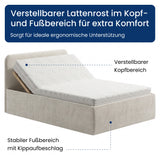 Home Collective Polsterbett Doppelbett Bett mit verstellbarem Lattenrost & Stauraum, viele Größen verfügbar Kordstoff, erhältlich in Hellbeige, Grau und Anthrazit