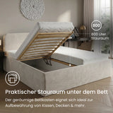 Home Collective Polsterbett Doppelbett Bett mit verstellbarem Lattenrost & Stauraum, viele Größen verfügbar Kordstoff, erhältlich in Hellbeige, Grau und Anthrazit