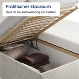 Home Collective Polsterbett Doppelbett Bett mit verstellbarem Lattenrost & Stauraum, viele Größen verfügbar Kordstoff, erhältlich in Hellbeige, Grau und Anthrazit