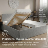 Home Collective Polsterbett Doppelbett Bett mit verstellbarem Lattenrost & Stauraum, viele Größen verfügbar Kordstoff, erhältlich in Hellbeige, Grau und Anthrazit
