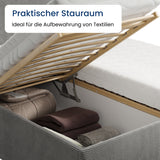 Home Collective Polsterbett Doppelbett Bett mit verstellbarem Lattenrost & Stauraum, viele Größen verfügbar Kordstoff, erhältlich in Hellbeige, Grau und Anthrazit