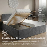 Home Collective Polsterbett Doppelbett Bett mit verstellbarem Lattenrost & Stauraum, viele Größen verfügbar Kordstoff, erhältlich in Hellbeige, Grau und Anthrazit