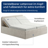 Home Collective Polsterbett Doppelbett Bett mit verstellbarem Lattenrost & Stauraum, viele Größen verfügbar Kordstoff, erhältlich in Hellbeige, Grau und Anthrazit