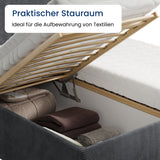 Home Collective Polsterbett Doppelbett Bett mit verstellbarem Lattenrost & Stauraum, viele Größen verfügbar Kordstoff, erhältlich in Hellbeige, Grau und Anthrazit