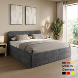 Home Collective Polsterbett Doppelbett Bett mit verstellbarem Lattenrost & Stauraum, viele Größen verfügbar Kordstoff, erhältlich in Hellbeige, Grau und Anthrazit