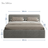 Home Collective Polsterbett Doppelbett Bett mit verstellbarem Lattenrost & Stauraum, viele Größen verfügbar Kordstoff, erhältlich in Hellbeige, Grau und Anthrazit