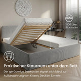 Home Collective Polsterbett Doppelbett Bett mit verstellbarem Lattenrost & Stauraum, viele Größen verfügbar Kordstoff, erhältlich in Hellbeige, Grau und Anthrazit