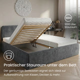 Home Collective Polsterbett Doppelbett Bett mit verstellbarem Lattenrost & Stauraum, viele Größen verfügbar Kordstoff, erhältlich in Hellbeige, Grau und Anthrazit