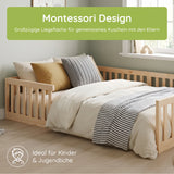 Kids Collective Kinderbett Bodenbett mit Rausfallschutz & Lattenrost Montessori Bett Bed Gitterbett Kinder Jugendbett Einzelbett | Weiß | Größen 90x200 120x200 140x200 cm