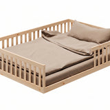 Kids Collective Kinderbett Bodenbett mit Rausfallschutz & Lattenrost Montessori Bett Bed Gitterbett Kinder Jugendbett Einzelbett | Weiß | Größen 90x200 120x200 140x200 cm
