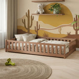 Kinderbett Bodenbett mit Rausfallschutz & Lattenrost Montessori Bett Bed Gitterbett Kinder Jugendbett Einzelbett | Verfügbare Größen: 80x160, 80x180, 90x190, 90x200, 120x200, 140x200 cm