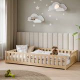 Kinderbett Bodenbett mit Rausfallschutz & Lattenrost Montessori Bett Bed Gitterbett Kinder Jugendbett Einzelbett | Verfügbare Größen: 80x160, 80x180, 90x190, 90x200, 120x200, 140x200 cm