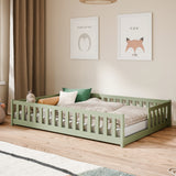 Kinderbett Bodenbett mit Rausfallschutz & Lattenrost Montessori Bett Bed Gitterbett Kinder Jugendbett Einzelbett | Verfügbare Größen: 80x160, 80x180, 90x190, 90x200, 120x200, 140x200 cm