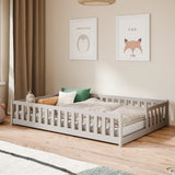 Kinderbett Bodenbett mit Rausfallschutz & Lattenrost Montessori Bett Bed Gitterbett Kinder Jugendbett Einzelbett | Verfügbare Größen: 80x160, 80x180, 90x190, 90x200, 120x200, 140x200 cm