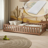 Kinderbett Bodenbett mit Rausfallschutz & Lattenrost Montessori Bett Bed Gitterbett Kinder Jugendbett Einzelbett | Verfügbare Größen: 80x160, 80x180, 90x190, 90x200, 120x200, 140x200 cm