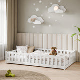 Kinderbett Bodenbett mit Rausfallschutz & Lattenrost Montessori Bett Bed Gitterbett Kinder Jugendbett Einzelbett | Verfügbare Größen: 80x160, 80x180, 90x190, 90x200, 120x200, 140x200 cm