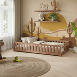 Kinderbett Bodenbett mit Rausfallschutz & Lattenrost Montessori Bett Bed Gitterbett Kinder Jugendbett Einzelbett | Verfügbare Größen: 80x160, 80x180, 90x190, 90x200, 120x200, 140x200 cm