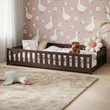 Kinderbett Bodenbett mit Rausfallschutz & Lattenrost Montessori Bett Bed Gitterbett Kinder Jugendbett Einzelbett | Verfügbare Größen: 80x160, 80x180, 90x190, 90x200, 120x200, 140x200 cm