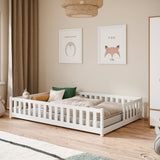 Kinderbett Bodenbett mit Rausfallschutz & Lattenrost Montessori Bett Bed Gitterbett Kinder Jugendbett Einzelbett | Verfügbare Größen: 80x160, 80x180, 90x190, 90x200, 120x200, 140x200 cm