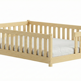 Kinderbett Bodenbett mit Rausfallschutz & Lattenrost Montessori Bett Bed Gitterbett Kinder Jugendbett Einzelbett | Verfügbare Größen: 80x160, 80x180, 90x190, 90x200, 120x200, 140x200 cm