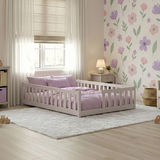 Kinderbett Bodenbett mit Rausfallschutz & Lattenrost Montessori Bett Bed Gitterbett Kinder Jugendbett Einzelbett | Verfügbare Größen: 80x160, 80x180, 90x190, 90x200, 120x200, 140x200 cm
