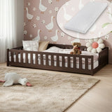 Kinderbett Bodenbett mit Rausfallschutz & Lattenrost Montessori Bett Bed Gitterbett Kinder Jugendbett Einzelbett | Verfügbare Größen: 80x160, 80x180, 90x190, 90x200, 120x200, 140x200 cm