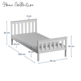 Home Collective Massivholzbett Einzelbett Doppelbett Kiefer Bettgestell mit Lattenrost & Kopfteil | 90x200 120x200 140x200 160x200 | Schlafzimmer Jugendzimmer Gästezimmer | Weiß & Natur