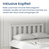 Home Collective Massivholzbett Einzelbett Doppelbett Kiefer Bettgestell mit Lattenrost & Kopfteil | 90x200 120x200 140x200 160x200 | Schlafzimmer Jugendzimmer Gästezimmer | Weiß & Natur