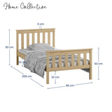 Home Collective Massivholzbett Einzelbett Doppelbett Kiefer Bettgestell mit Lattenrost & Kopfteil | 90x200 120x200 140x200 160x200 | Schlafzimmer Jugendzimmer Gästezimmer | Weiß & Natur