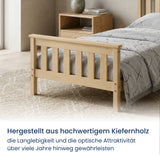 Home Collective Massivholzbett Einzelbett Doppelbett Kiefer Bettgestell mit Lattenrost & Kopfteil | 90x200 120x200 140x200 160x200 | Schlafzimmer Jugendzimmer Gästezimmer | Weiß & Natur