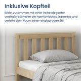 Home Collective Massivholzbett Einzelbett Doppelbett Kiefer Bettgestell mit Lattenrost & Kopfteil | 90x200 120x200 140x200 160x200 | Schlafzimmer Jugendzimmer Gästezimmer | Weiß & Natur