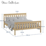 Home Collective Massivholzbett Einzelbett Doppelbett Kiefer Bettgestell mit Lattenrost & Kopfteil | 90x200 120x200 140x200 160x200 | Schlafzimmer Jugendzimmer Gästezimmer | Weiß & Natur