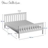 Home Collective Massivholzbett Einzelbett Doppelbett Kiefer Bettgestell mit Lattenrost & Kopfteil | 90x200 120x200 140x200 160x200 | Schlafzimmer Jugendzimmer Gästezimmer | Weiß & Natur
