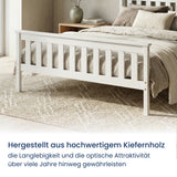 Home Collective Massivholzbett Einzelbett Doppelbett Kiefer Bettgestell mit Lattenrost & Kopfteil | 90x200 120x200 140x200 160x200 | Schlafzimmer Jugendzimmer Gästezimmer | Weiß & Natur