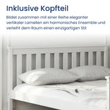 Home Collective Massivholzbett Einzelbett Doppelbett Kiefer Bettgestell mit Lattenrost & Kopfteil | 90x200 120x200 140x200 160x200 | Schlafzimmer Jugendzimmer Gästezimmer | Weiß & Natur
