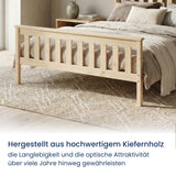 Home Collective Massivholzbett Einzelbett Doppelbett Kiefer Bettgestell mit Lattenrost & Kopfteil | 90x200 120x200 140x200 160x200 | Schlafzimmer Jugendzimmer Gästezimmer | Weiß & Natur