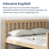 Home Collective Massivholzbett Einzelbett Doppelbett Kiefer Bettgestell mit Lattenrost & Kopfteil | 90x200 120x200 140x200 160x200 | Schlafzimmer Jugendzimmer Gästezimmer | Weiß & Natur