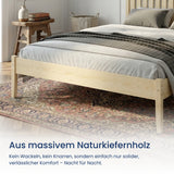 Home Collective Massivholzbett Doppelbett Bett Kiefer Naturholz Bettgestell mit Lattenrost & Kopfteil | 120x200 140x20 160x200 180x200 | Schlafzimmer Jugendzimmer Gästezimmer | Kiefer oder Eiche