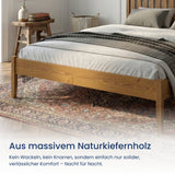 Home Collective Massivholzbett Doppelbett Bett Kiefer Naturholz Bettgestell mit Lattenrost & Kopfteil | 120x200 140x20 160x200 180x200 | Schlafzimmer Jugendzimmer Gästezimmer | Kiefer oder Eiche