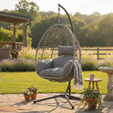 Home Collective Hängesessel Hängestuhl mit Gestell Hängeschaukel Hängekorb Schaukel Sessel Indoor & Outdoor Deko | weiche Sitzkissen inkl. | ideal für Garten, Balkon Terrasse oder Innen | schwarz